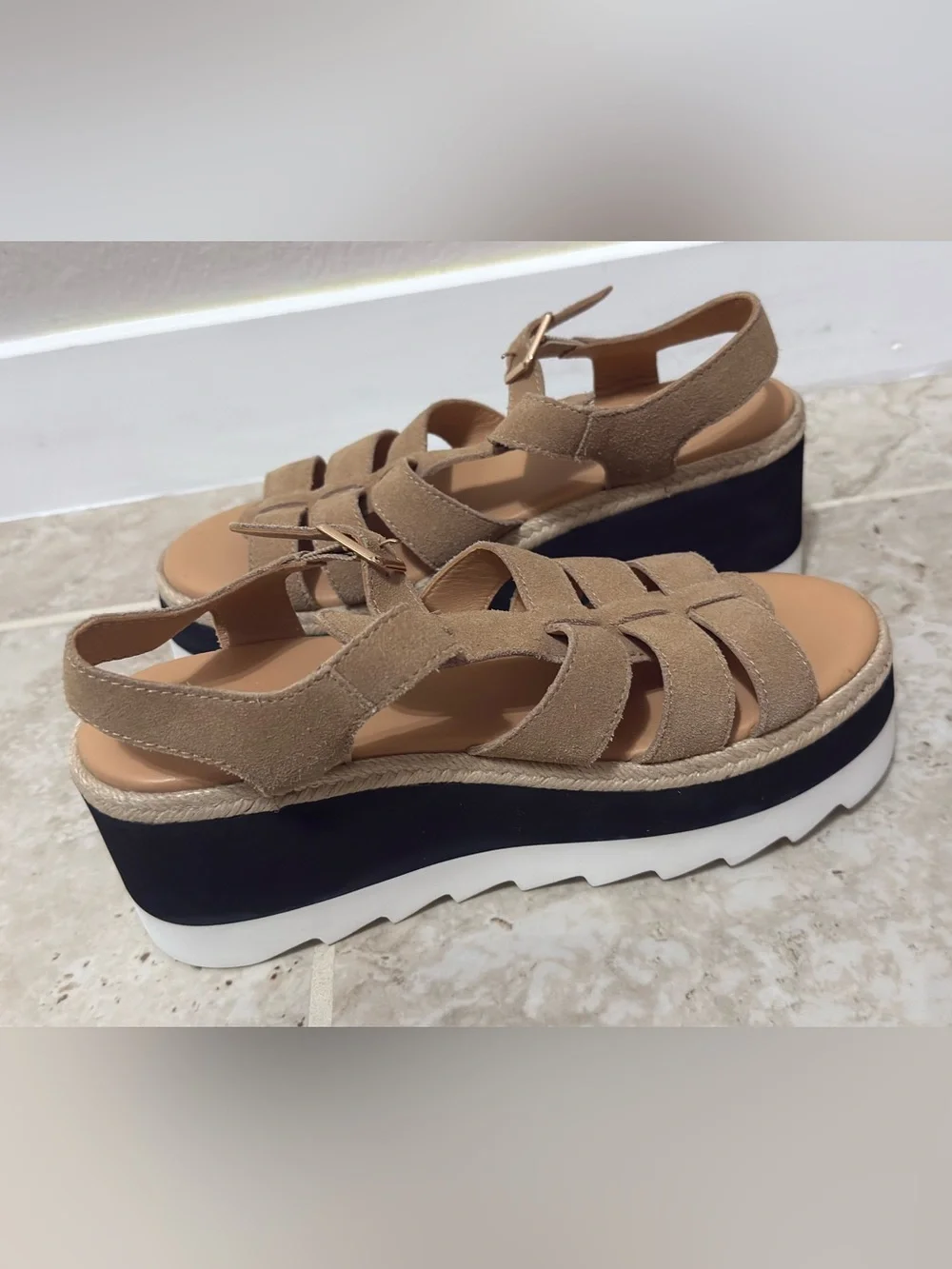Free People Mykonos Platform Wedge Fisherman Sandal In Vachetta Suede Color